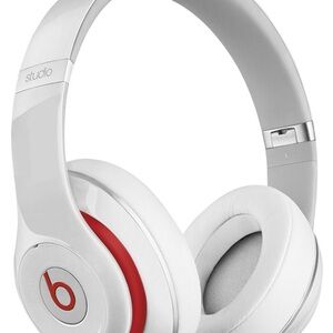 Beats by Dre White and Red Over-Ear Headphones
